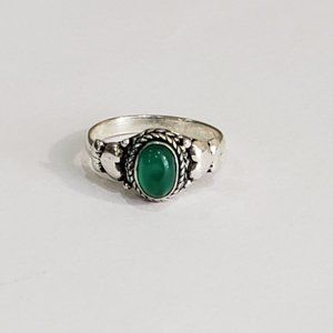 Green onyx ring, 925 silver onyx ring, 925 green onyx vintage ring